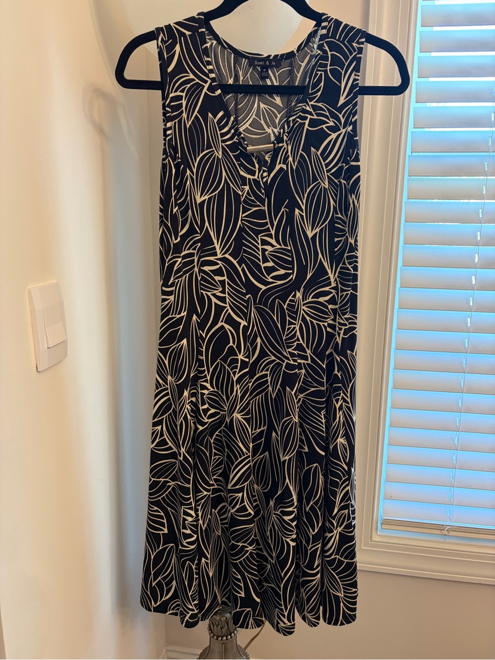 Sami & Jo Black Dress with White Leaf Print